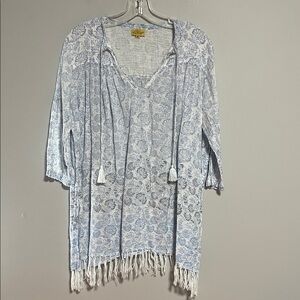Roller Rabbit Blue and White Coverup Size Medium